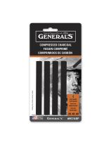 General’s&reg; Compressed Square Charcoal Sticks - Black - Pack of 4