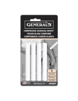 Bâtons de fusain compressé General's® de forme carrée - Paquet de 4 - Blanc