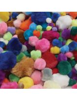 Assorted Pom Poms - Vivid & Pastel Colours - 1000 pieces