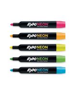 EXPO&reg; Low-Odor, Neon Bullet Tip Dry-Erase Markers - 5-colour Set