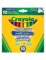 Boîte de 10 marqueurs lavables Crayola&reg; - Couleurs classiques, trait large