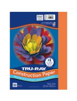 Pacon&reg; Tru-Ray&reg; Sulphite Construction Paper - 76 lb. - 50 Sheets - 9" x 12" - Electric Orange