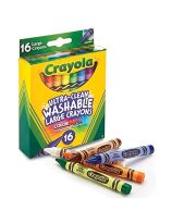 Crayons de cire lavables Crayola® Ultra-Clean de gros format – Boîte de 16
