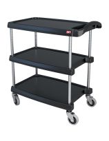 Polymer Utility Cart with 3 Shelves - Black - 26" x 36" (66 cm x 91.4 cm)