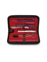 Ensemble de dissection dans un étui avec fermeture éclaire et scalpel à verrouillage par vissage