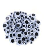 Paste-On Black & White Wiggle Eyes - Assorted, 7mm, 10mm, 15mm - 100 pcs