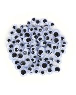 Paste-On Black & White Wiggle Eyes - Assorted Oval, 7mm, 12mm, 15mm - 100 pcs