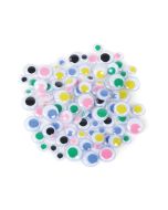 Paste-On Coloured Wiggle Eyes - Multicoloured in Assorted Sizes - 100 Pieces