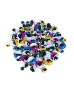 Paste-On Multicoloured Wiggle Eyes with Eyelashes - Assorted Sizes - 100 Pieces