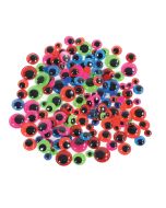 Paste-On Coloured Wiggle Eyes - Assorted Bright Colours & Sizes - 160 Pieces