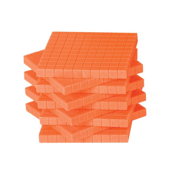 Opaque Base Ten Flats, Orange - Pack of 10