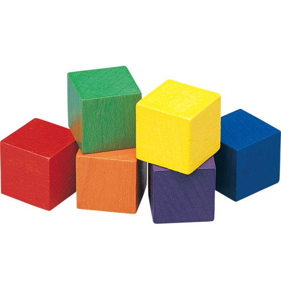 2 cm Coloured Wooden Cubes in a Bag