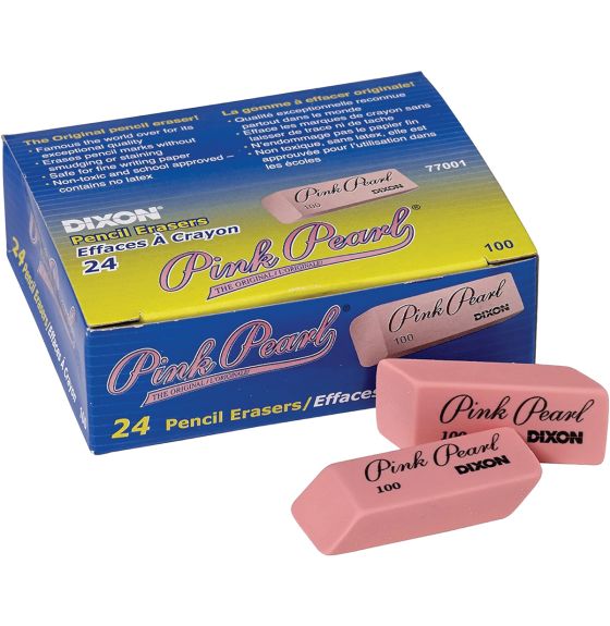 24 gommes à effacer rose perlé Dixon® - Taille moyenne