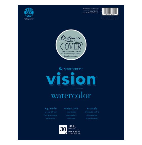 Tablette Vision Strathmore&reg; pour aquarelle, 140 lb (30 feuilles) - 9" x 12"