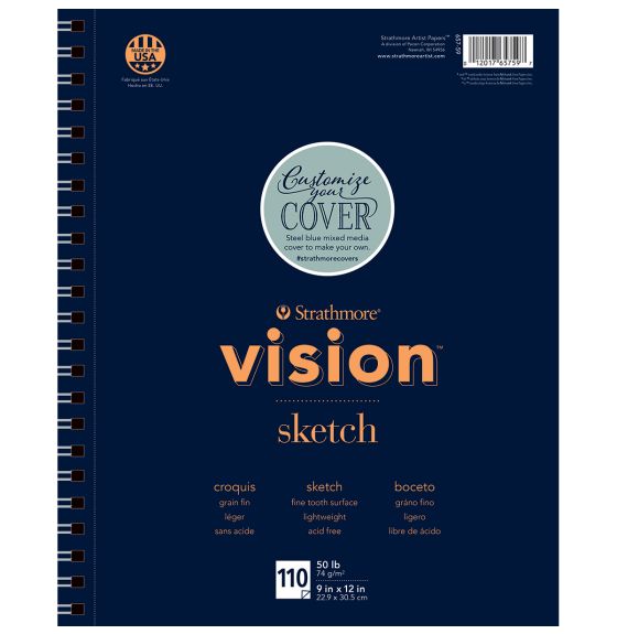 Tablette à croquis Vision&trade; 50 lb (74 g/m²), 110 feuilles - 23 cm x 30,5 cm (9" x 12")