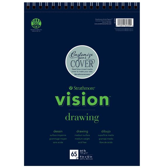 Tablette à dessin Strathmore® Vision à reliure spirale, 64 lb (104 g/m²), 23 cm x 30,5 cm (9" x 12") - 65 feuilles