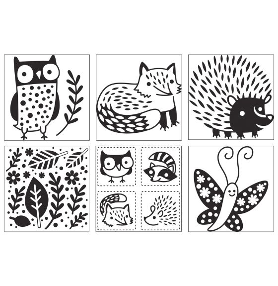 Ensemble de 6 plaques de frottis – Forêt et amis