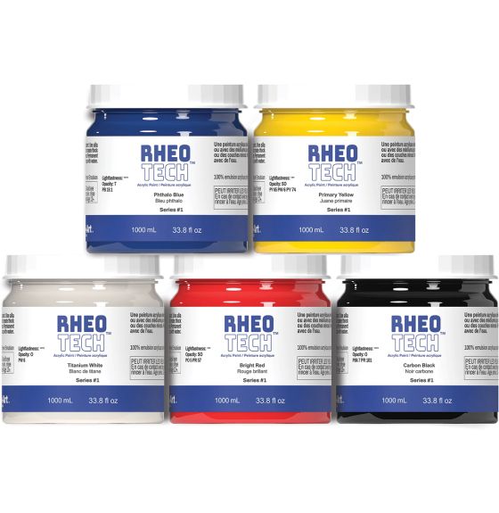 Peinture acrylique Rheotech, 1 L - Ensemble de 5