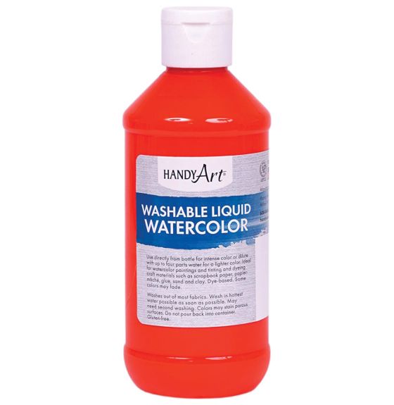 Aquarelle liquide fluorescente lavable Handy Art®, format de 237 ml - Rouge