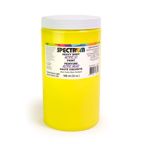 Peinture acrylique Spectrum, jaune de Hansa clair, haute viscosité - 946 ml (32 oz)