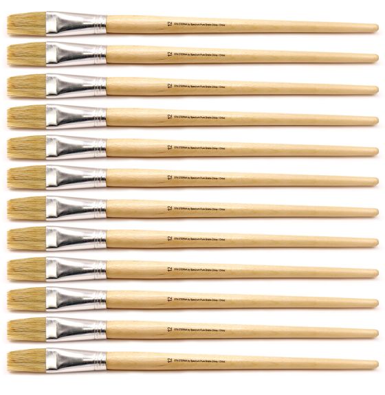 Eterna Brush 579-12 - Long Handle, Flat - Size 12 - Pack of 12