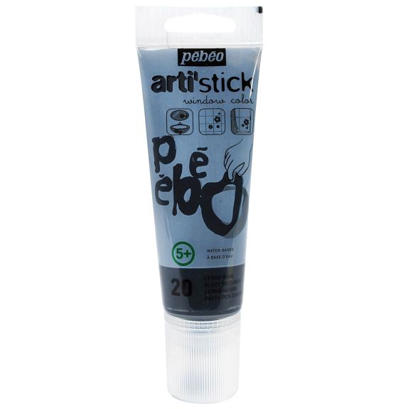 Peinture repositionnable Arti'Stick pour fenêtres, 75 ml - Noir, contour