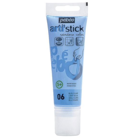 Peinture repositionnable Arti'Stick pour fenêtres, 75 ml - Bleu clair