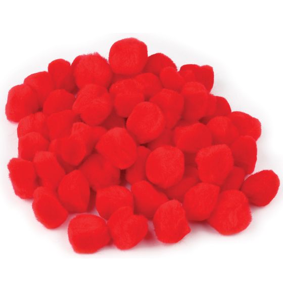 VALUE PACK Pom-Poms - 2.5 cm (1") - Pack of 100 - Red