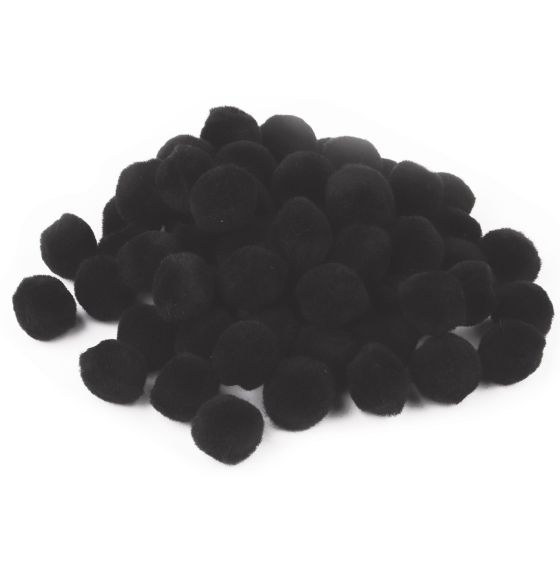 VALUE PACK Pom-Poms, 2.5 cm (1"), Package of 100 - Black
