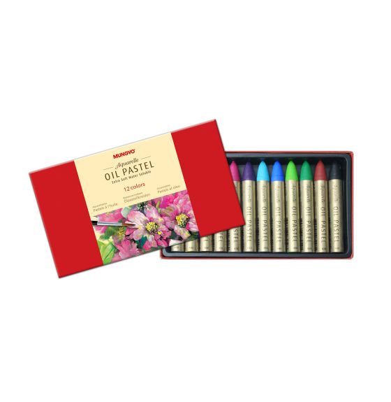Ensemble de 12 pastels à l'huile hydrosolubles Mungyo® - Boîte de 48