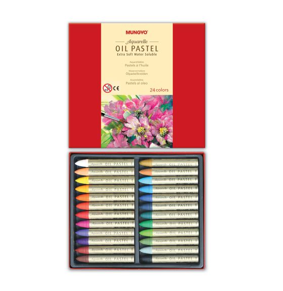 Ensemble de 24 pastels à l'huile hydrosolubles Mungyo&reg; - Boîte de 48