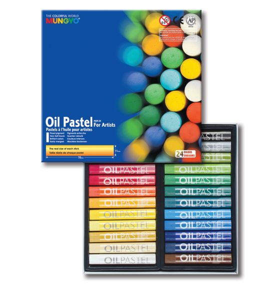 Ensemble de 24 pastels à l'huile Mungyo&reg; aux couleurs assorties - Boîte de 48