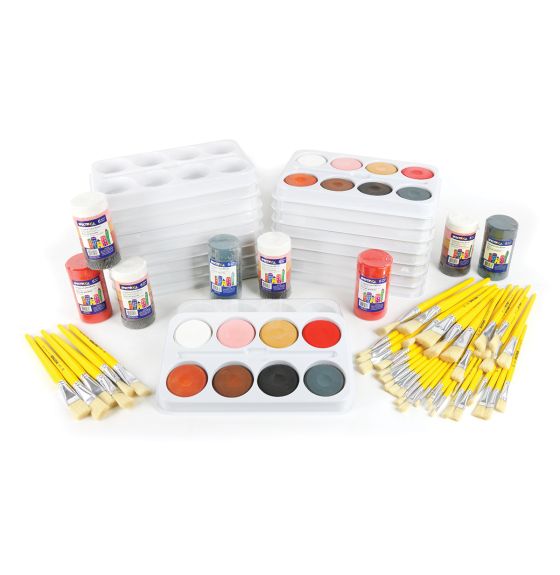 Multicultural Tempera Cakes & Brushes Set