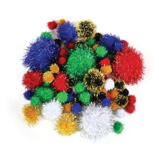 Pompons scintillants – Couleurs et tailles assorties