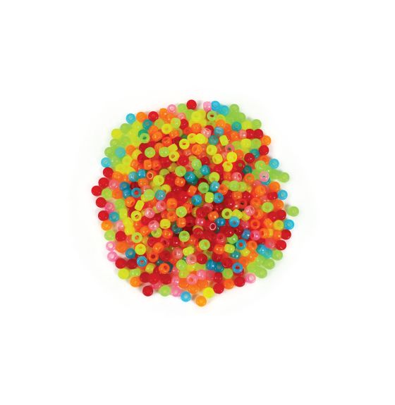 Paquet de 1000 perles pony translucides - Couleurs variées néon