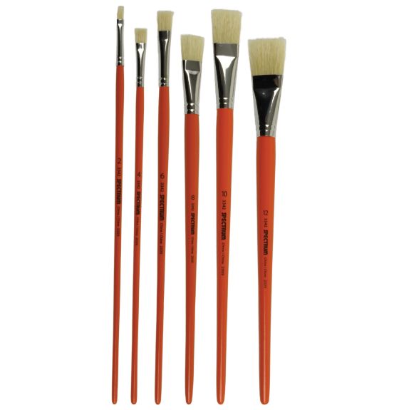 Ensemble de 144 pinceaux Spectrum en soie de porc blanche, plats - 24 de chaque taille