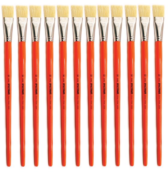 Spectrum White Hog Brush: Series 3342 - Flat - Size 10 - Pack of 12