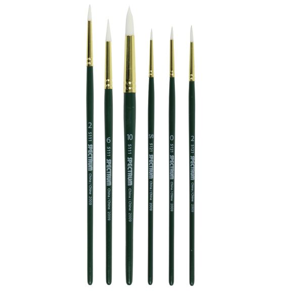 Spectrum Assorted Fine White Taklon Brushes - Assorted Sizes - Set of 144