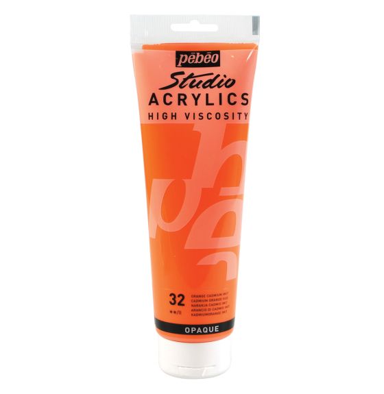 Studio Acrylic High Viscosity Fine Acrylic 250ml, Cadmium Orange Hue