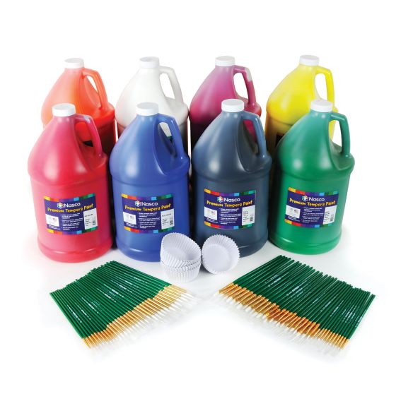 Ensemble de gouache Nasco Premium avec bouteilles de 3,8 L (128 oz) - En 8 couleurs