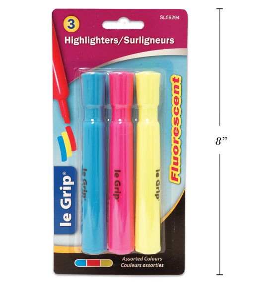 Fluorescent Highlighters - Pack of 3