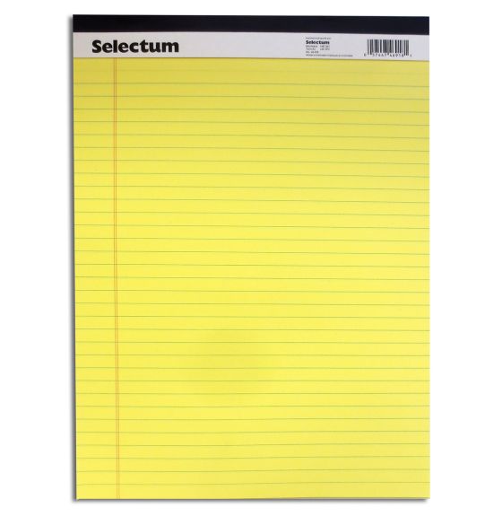 Bloc-notes ligné jaune Selectum (8,5" x 11") - 50 feuilles