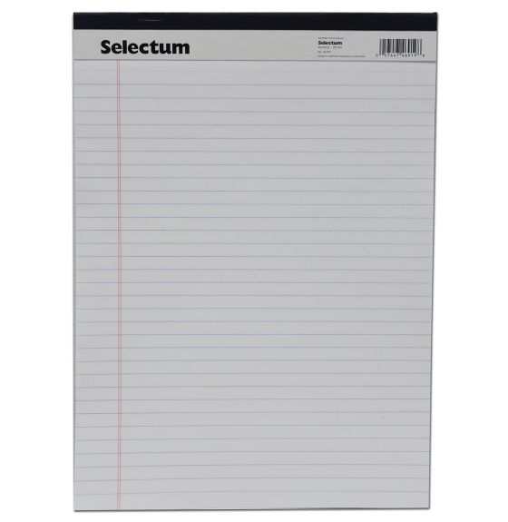 Bloc-notes ligné blanc Selectum (8,5" x 11") - 50 feuilles