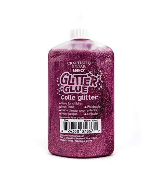 Craftistiq by Leeho Glitter Glue – 236mL (8.3oz) - Pink