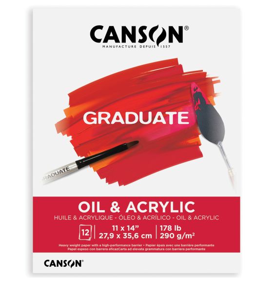 Tablette Canson® Graduate à feuilles rabattables de 14 cm x 21,6 cm pour peinture à l'huile et acrylique - 12 feuilles