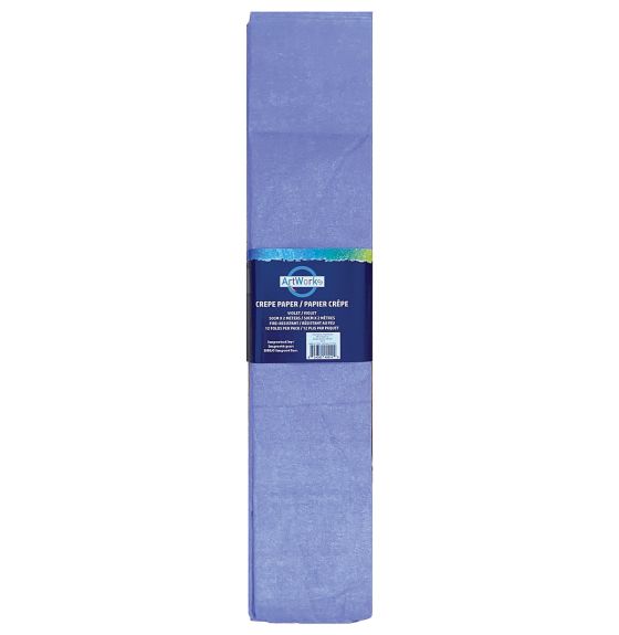 Feuille de papier crêpé pliée en 12, 50 cm x 200 cm - Violet