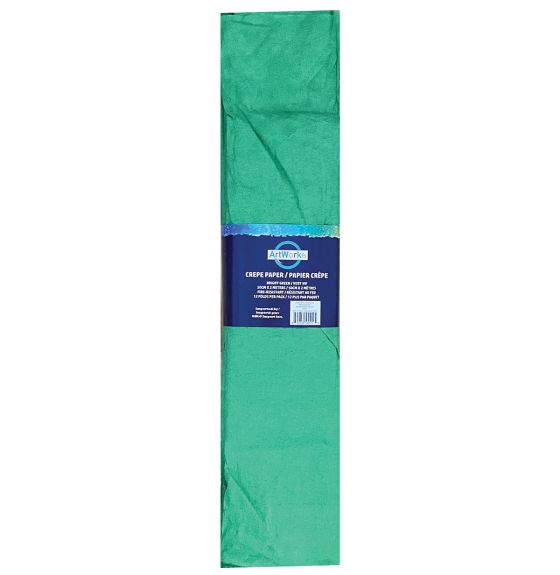 Feuille de papier crêpé pliée en 12, 50 cm x 200 cm - Vert vif