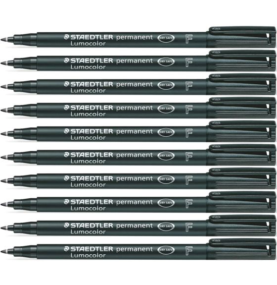 Staedtler&reg; Lumocolor&reg; Permanent Black Pen - 318F - Fine 0.6 mm - Pack of 10