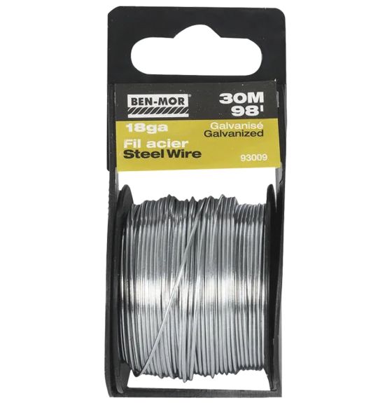 Fil d'acier galvanisé de calibre 18 - 30 m (98')