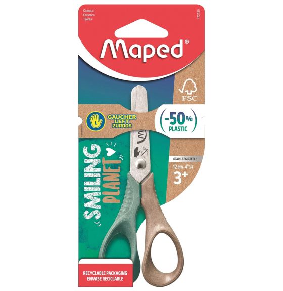 Ciseaux à bouts arrondis Maped®, collection Smiling Planet, 12 cm (4,75") - Gaucher